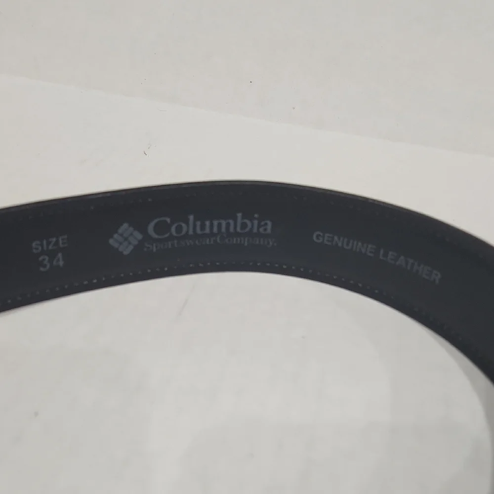 Columbia Black Leather Belt with Silver Buckle